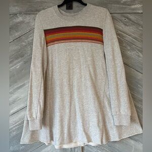RARE Free People Sweatshirt Dress with Striped Accent - EUC